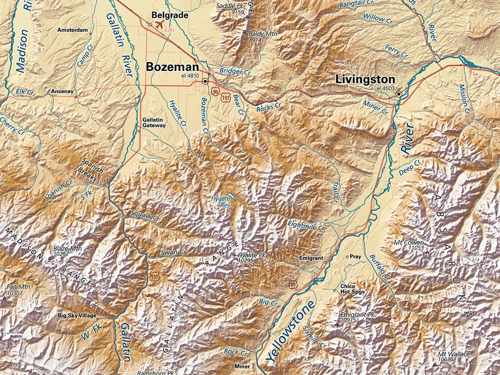 Montana Elevation Tints Fine Art Print Map