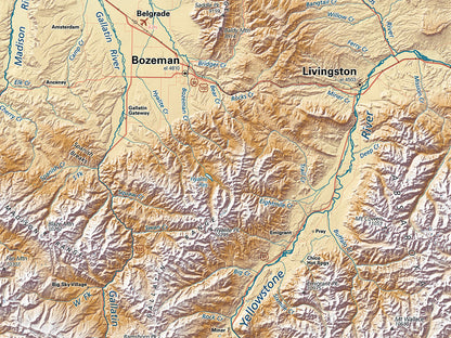 Montana Elevation Tints Fine Art Print Map