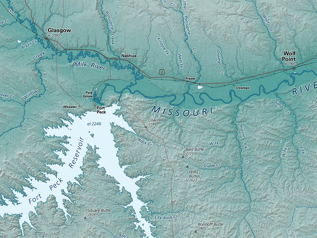 Montana Elevation Tints Fine Art Print Map