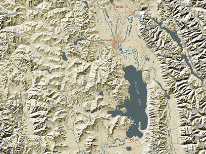Montana Landforms and Rivers Fine Art Print Map