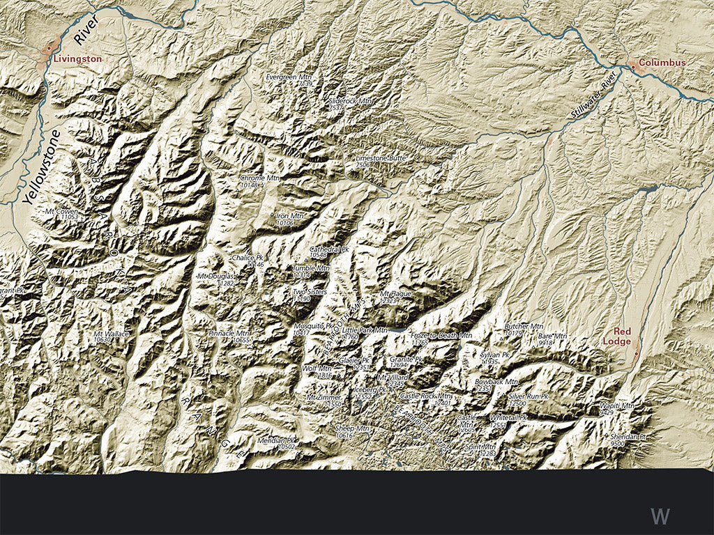 Montana Landforms and Rivers Fine Art Print Map