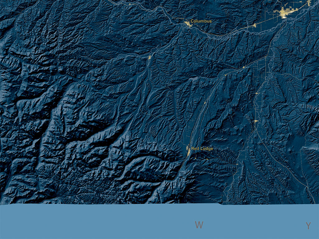 Montana at Night Fine Art Print Map