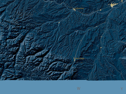 Montana at Night Fine Art Print Map