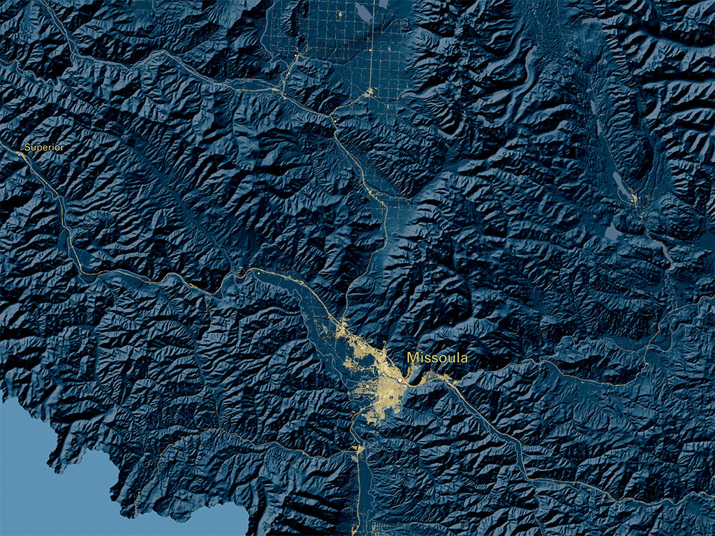 Montana at Night Fine Art Print Map