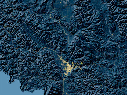 Montana at Night Fine Art Print Map