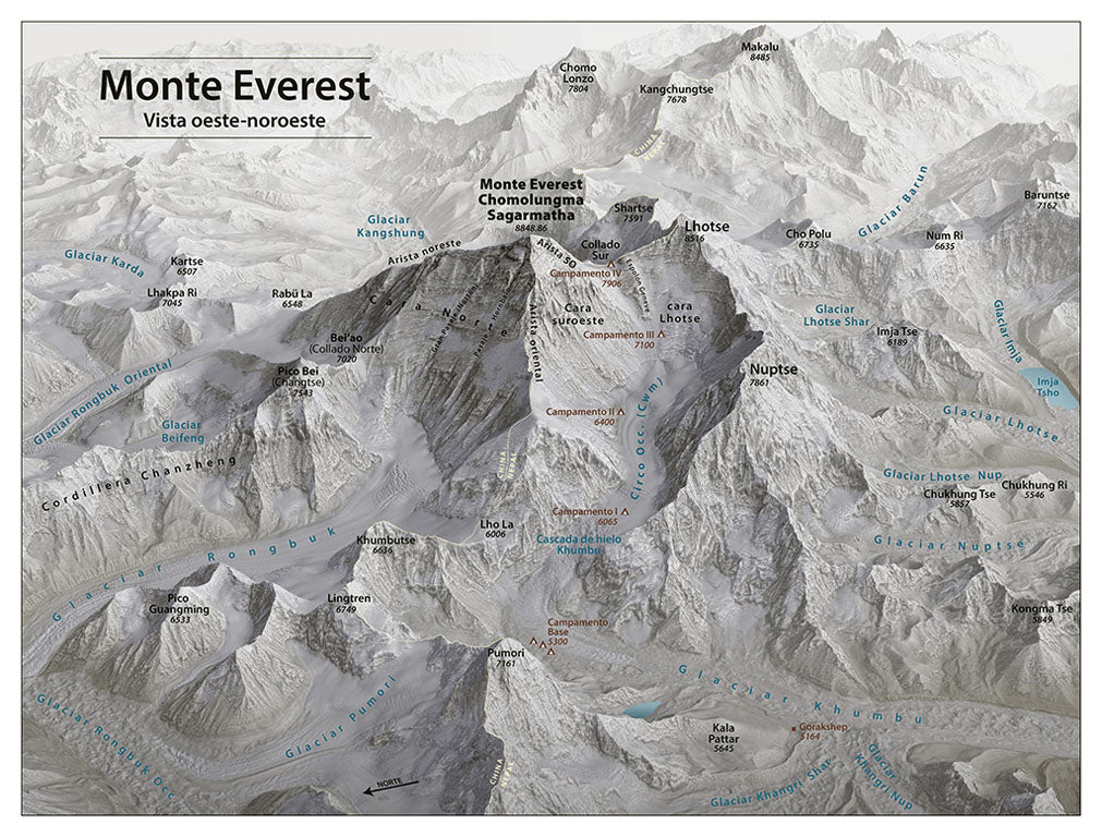 Mount Everest Viewed from the West-Northwest - Spanish - Paper