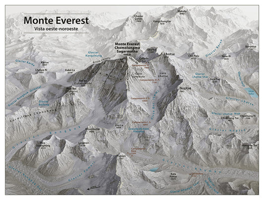 Mount Everest Viewed from the West-Northwest - Spanish - Premium Photo Paper