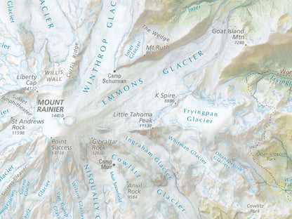 Mount Rainier National Park Landscape Fine Art Print Map