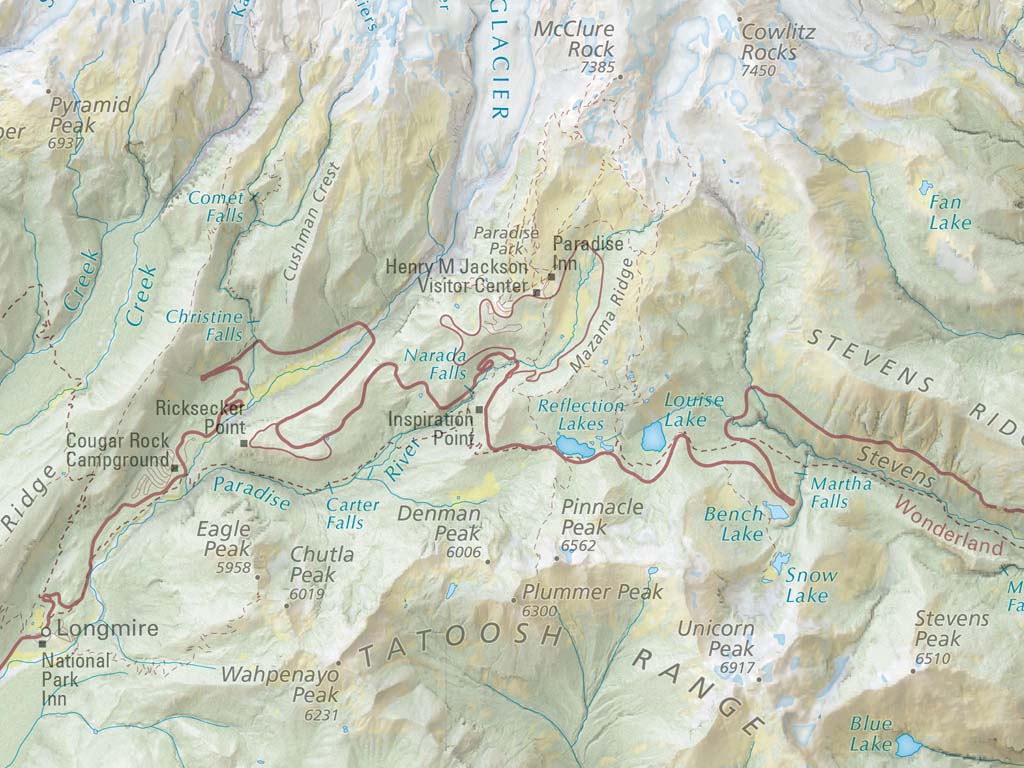 Mount Rainier National Park Landscape Fine Art Print Map
