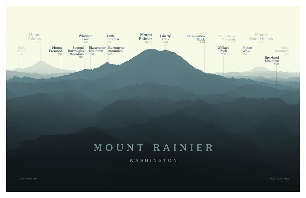 Mount Rainier Peakscapes Elevation Panorama