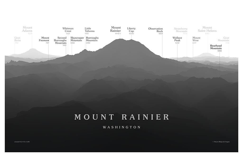 Mount Rainier Peakscapes Elevation Panorama