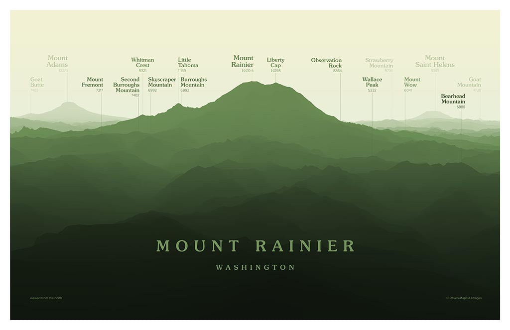 Mount Rainier Peakscapes Elevation Panorama