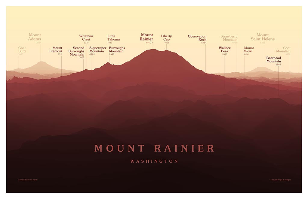 Mount Rainier Peakscapes Elevation Panorama