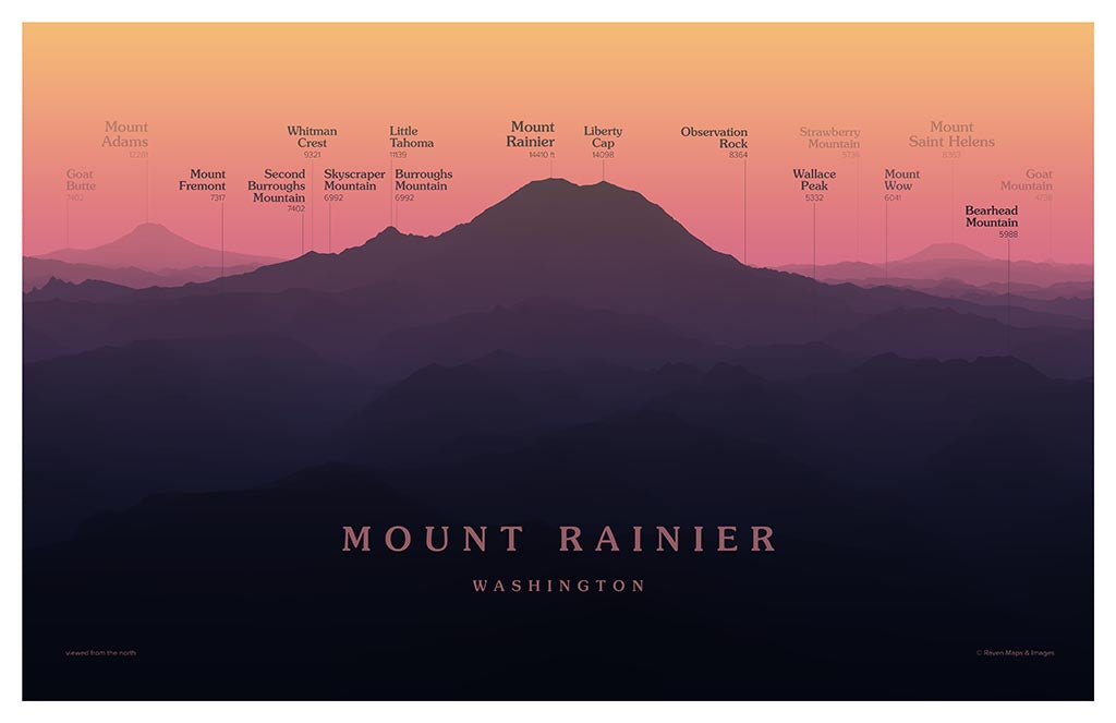 Mount Rainier Peakscapes Elevation Panorama