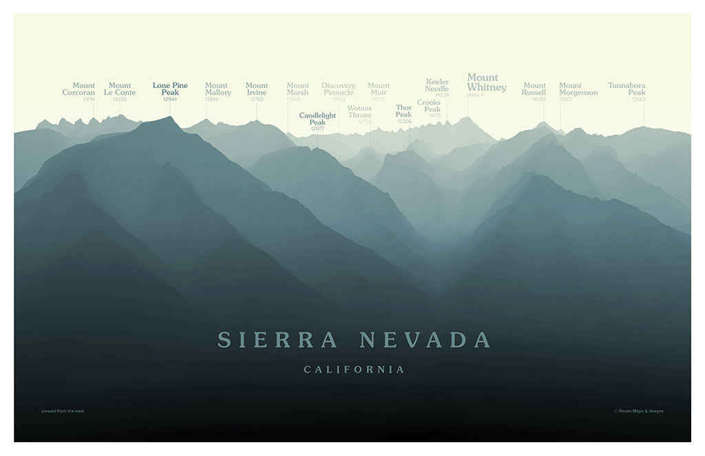 Mount Whitney Peakscapes Elevation Panorama