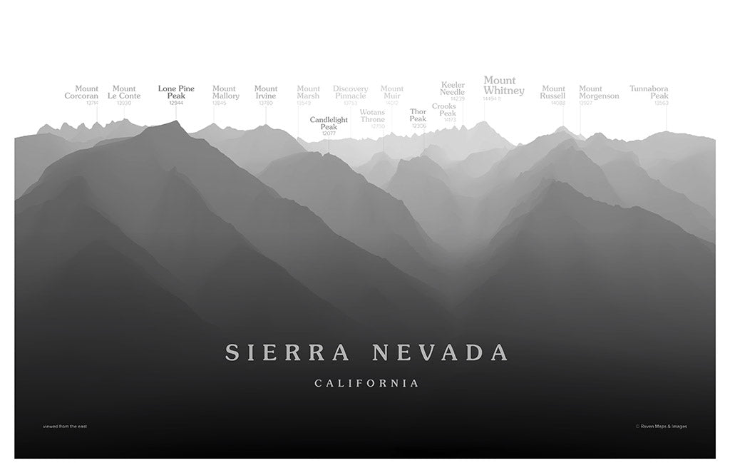 Mount Whitney Peakscapes Elevation Panorama