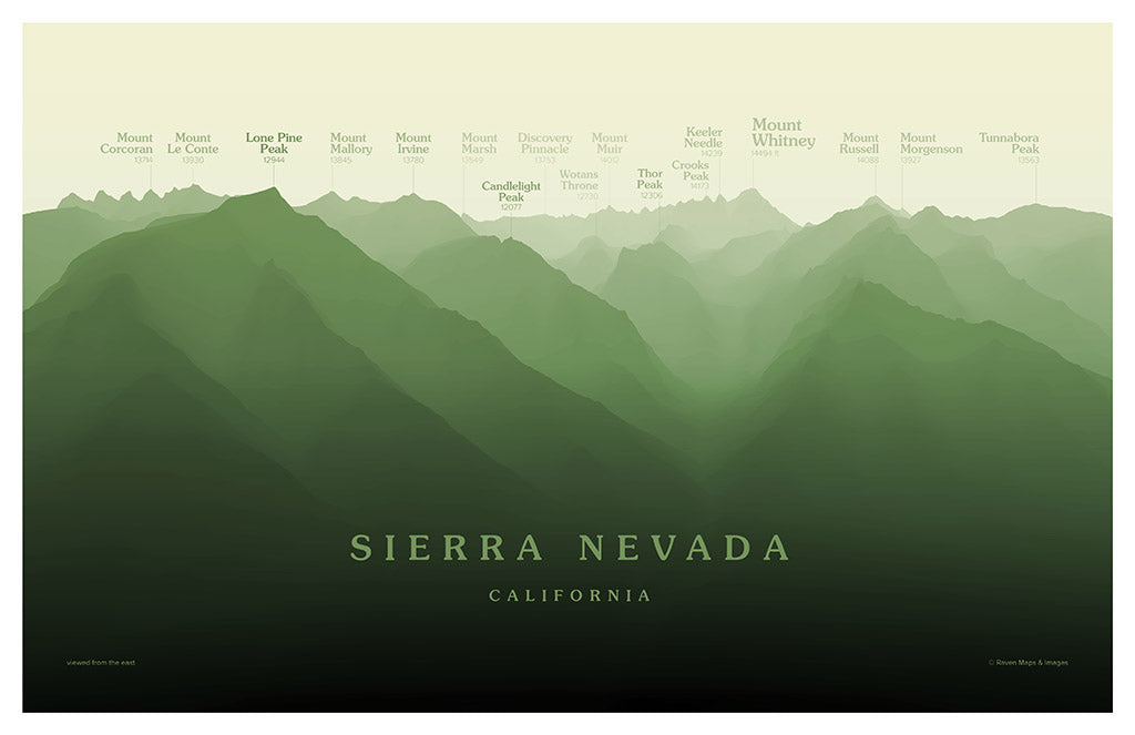Mount Whitney Peakscapes Elevation Panorama
