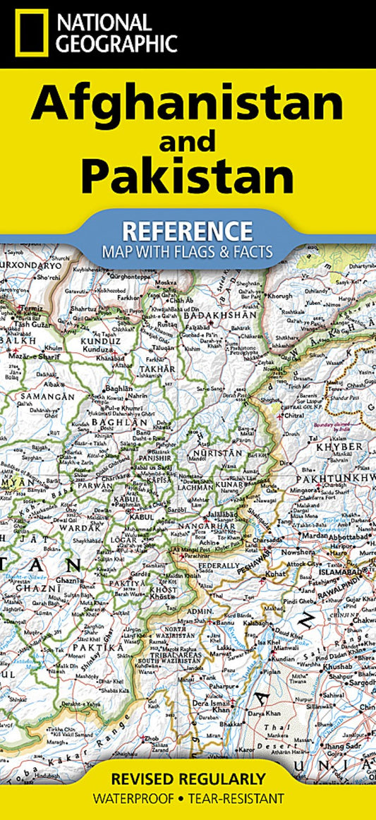 Afghanistan and Pakistan Map (folded with flags and facts)