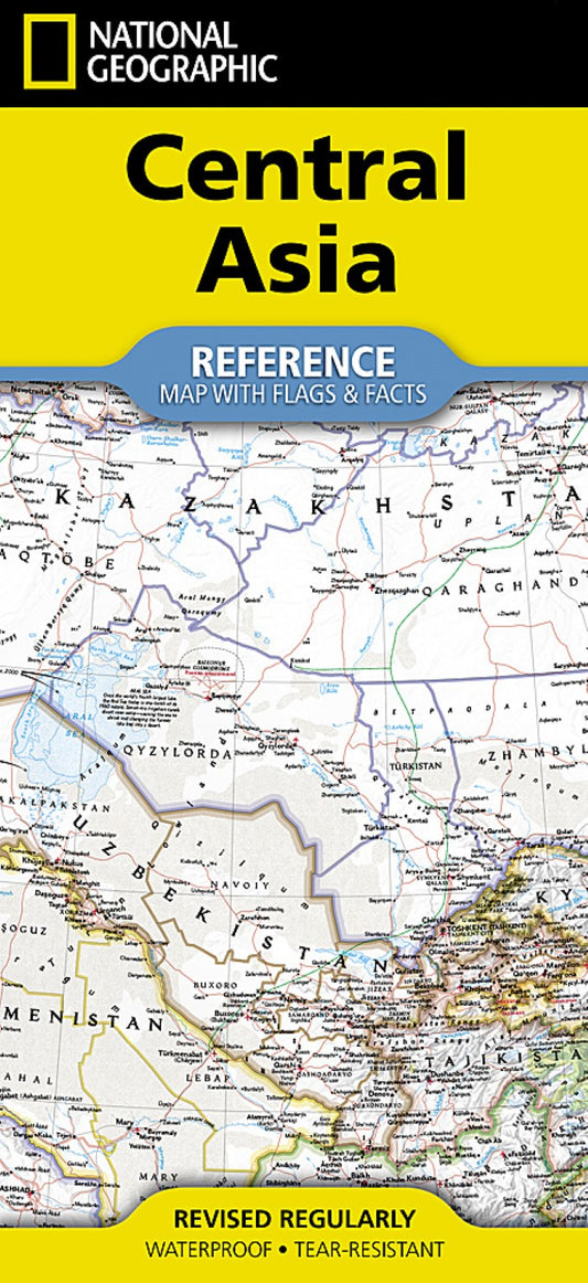 Central Asia Map (folded with flags and facts)