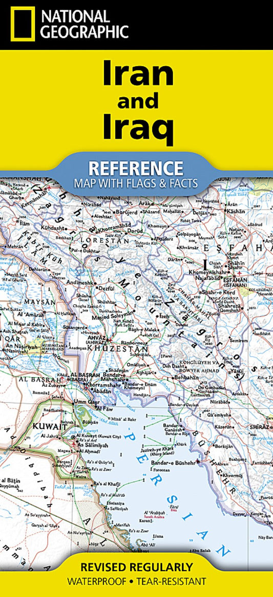 Iran and Iraq Map (folded with flags and facts)