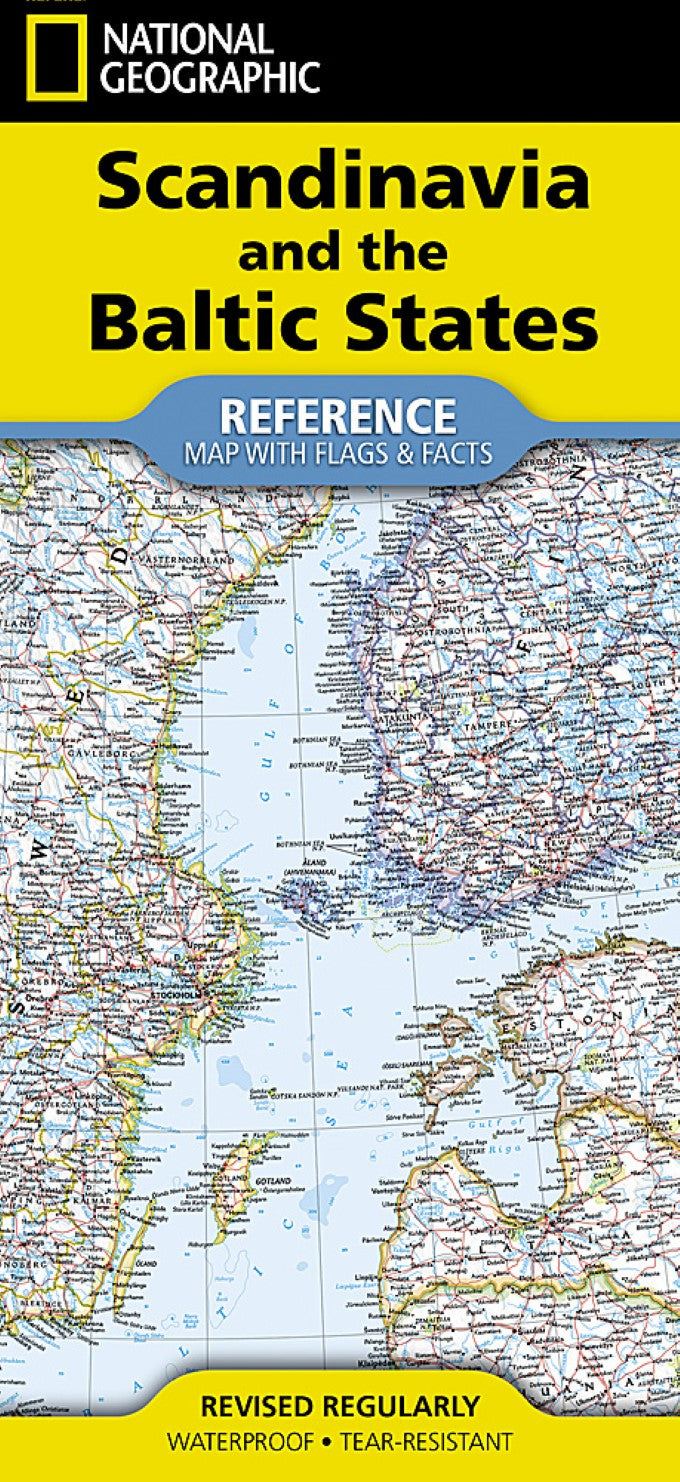 Scandinavia and the Baltic States Map (folded with flags and facts)