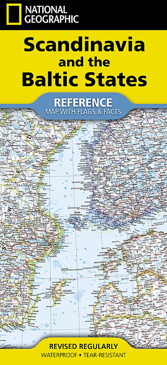 Scandinavia and the Baltic States Map (folded with flags and facts)