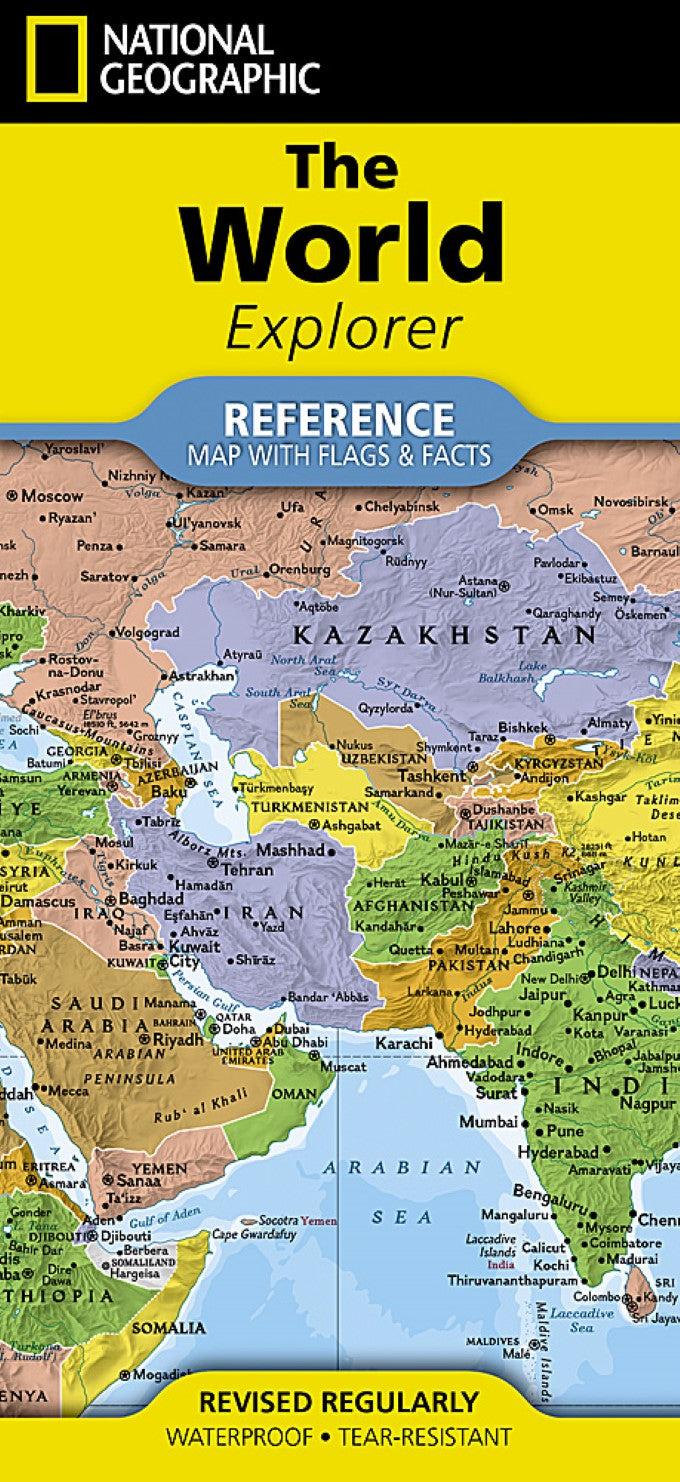 World Explorer Map (folded with flags and facts)