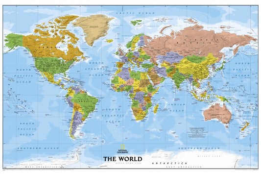 World, Explorer, Laminated - Poster Size Wall Map