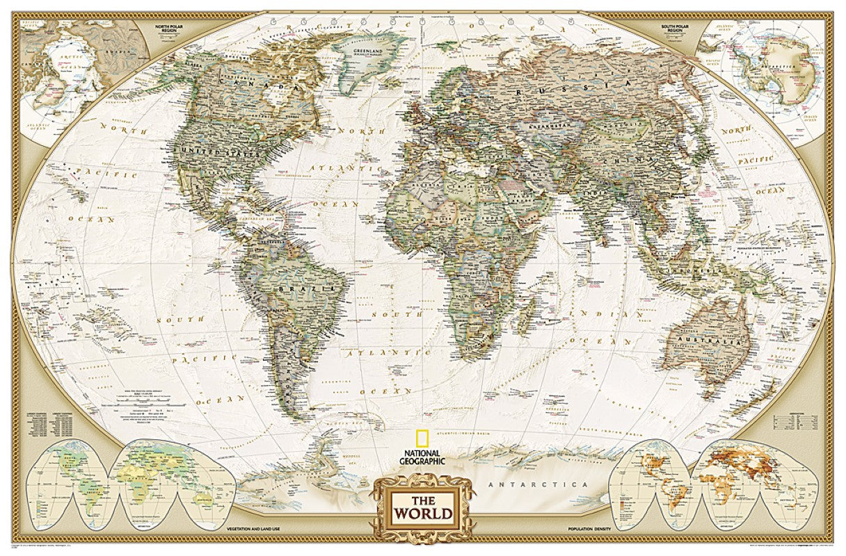 World Executive Enlarged Wall Map - Tubed (73"x48")