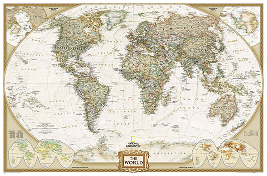 World Executive Enlarged Wall Map - Tubed (73"x48")