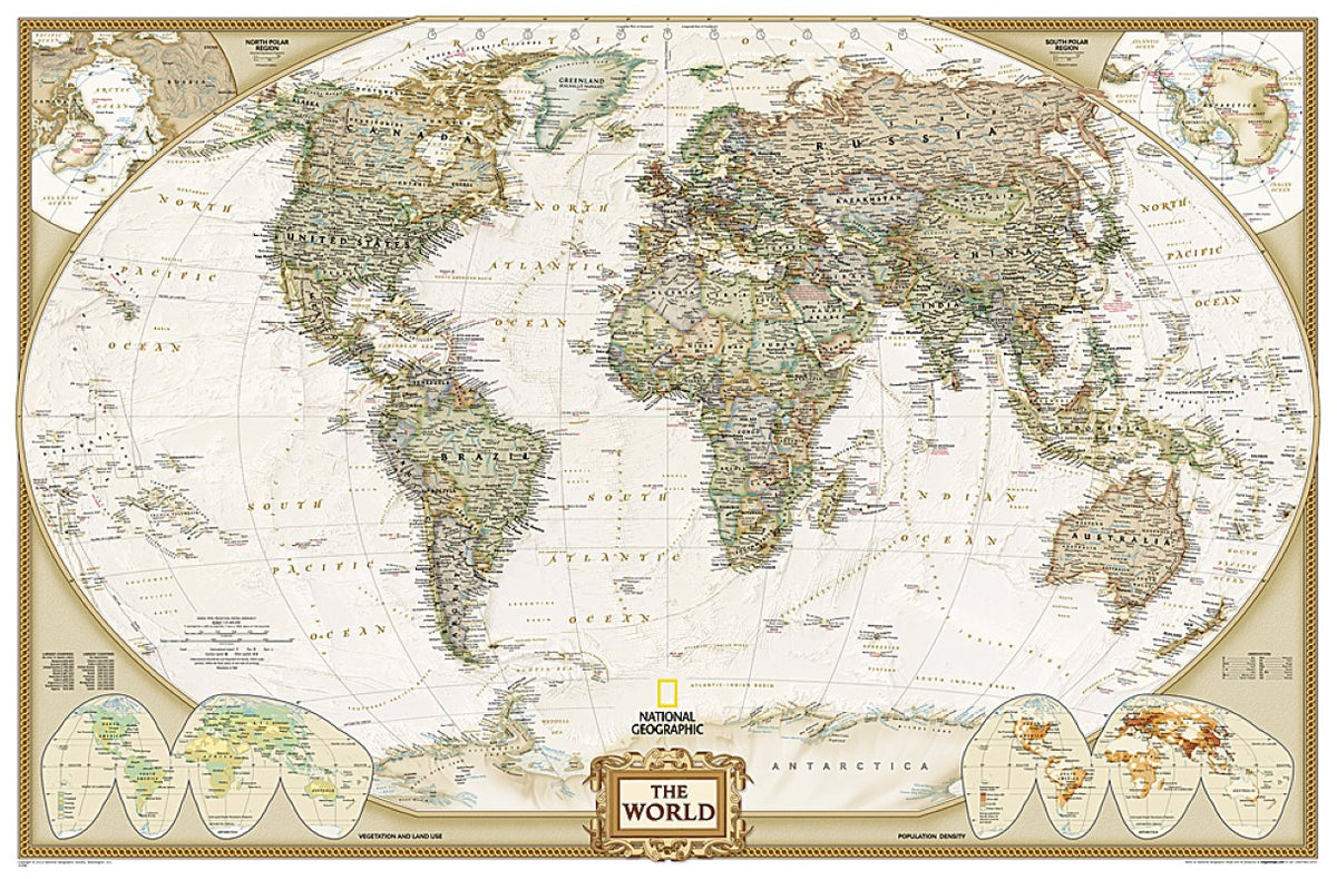 World Executive Enlarged Wall Map - Tubed (73"x48")