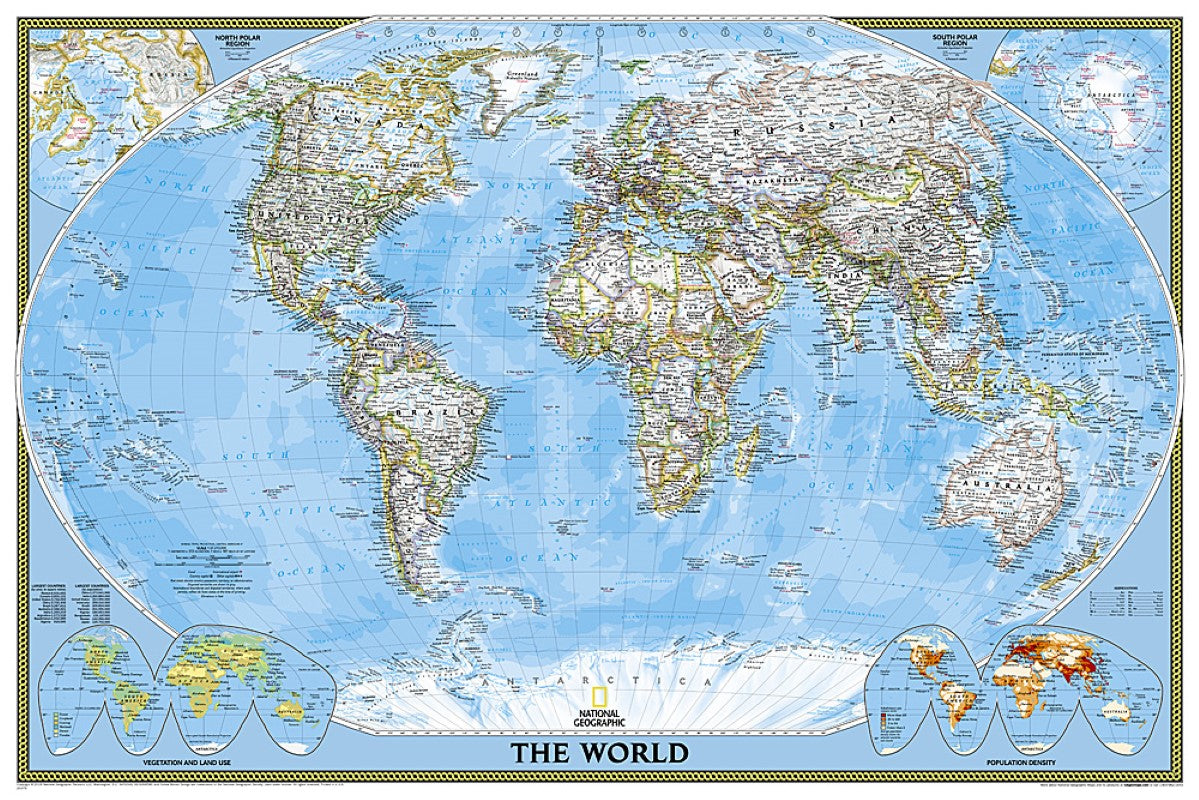 World Classic Poster Size Wall Map (36" x 24")