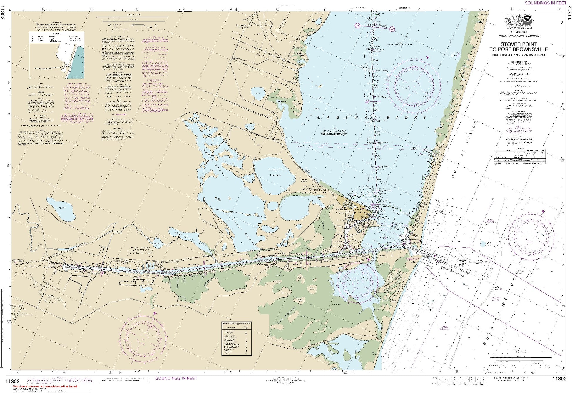 Stover Point to Port Brownsville Including Brazos Santiago Pass; Panel A (11302) by NOAA