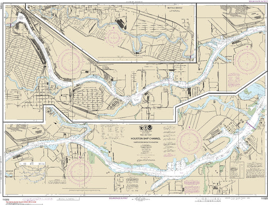 Houston Ship Channel - Carpenters Bayou to Houston with Continuation and Inset: Buffalo Bayou (11325) by NOAA