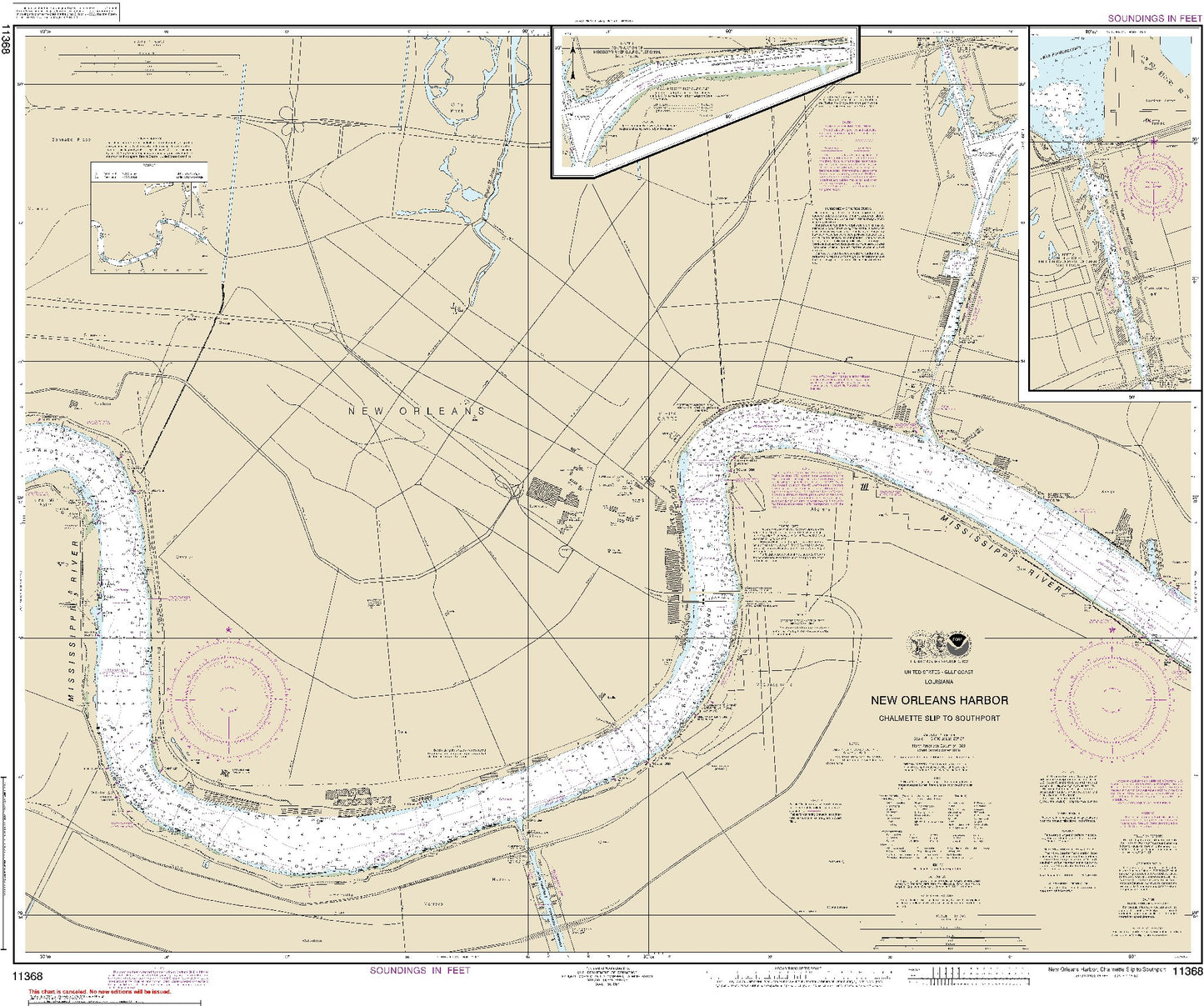 New Orleans Harbor - Chalmette Slip to Southport with Continuations of Mississippi River Gulf Outlet Canal and Inner Harbor Navigation Canal (11368) by NOAA