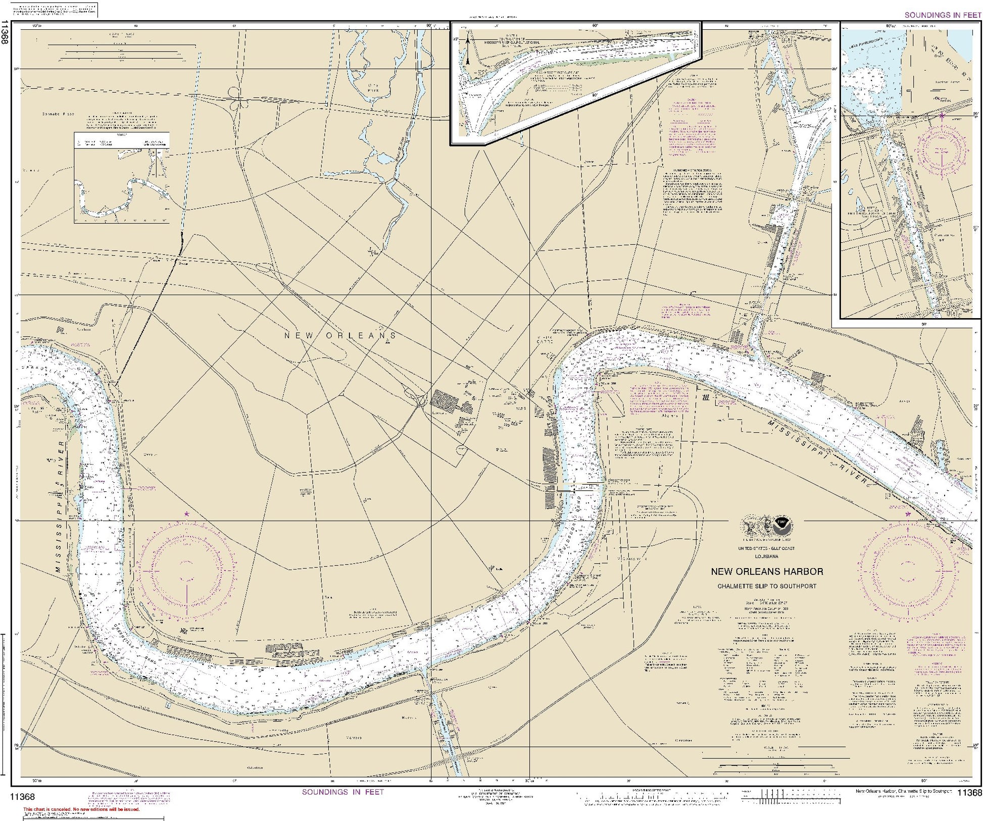 New Orleans Harbor - Chalmette Slip to Southport with Continuations of Mississippi River Gulf Outlet Canal and Inner Harbor Navigation Canal (11368) by NOAA