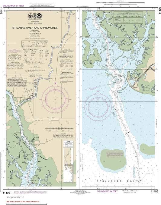 Left and Right Panels of St. Marks River and Approaches (11406) by NOAA