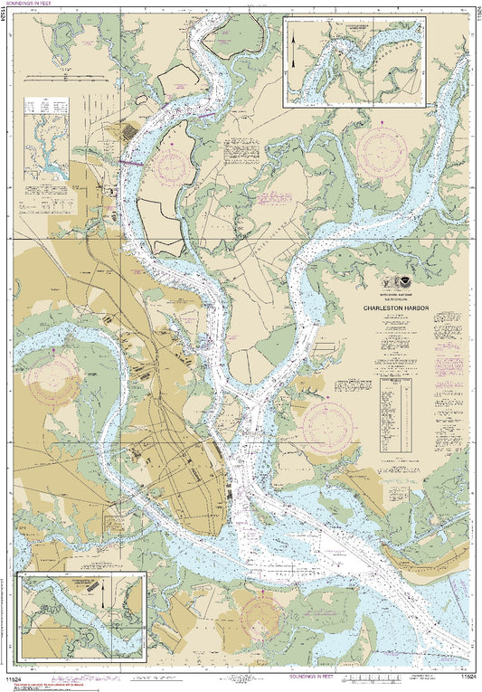 Charleston Harbor with Continuations of Ashley River and Wando River (11524) by NOAA