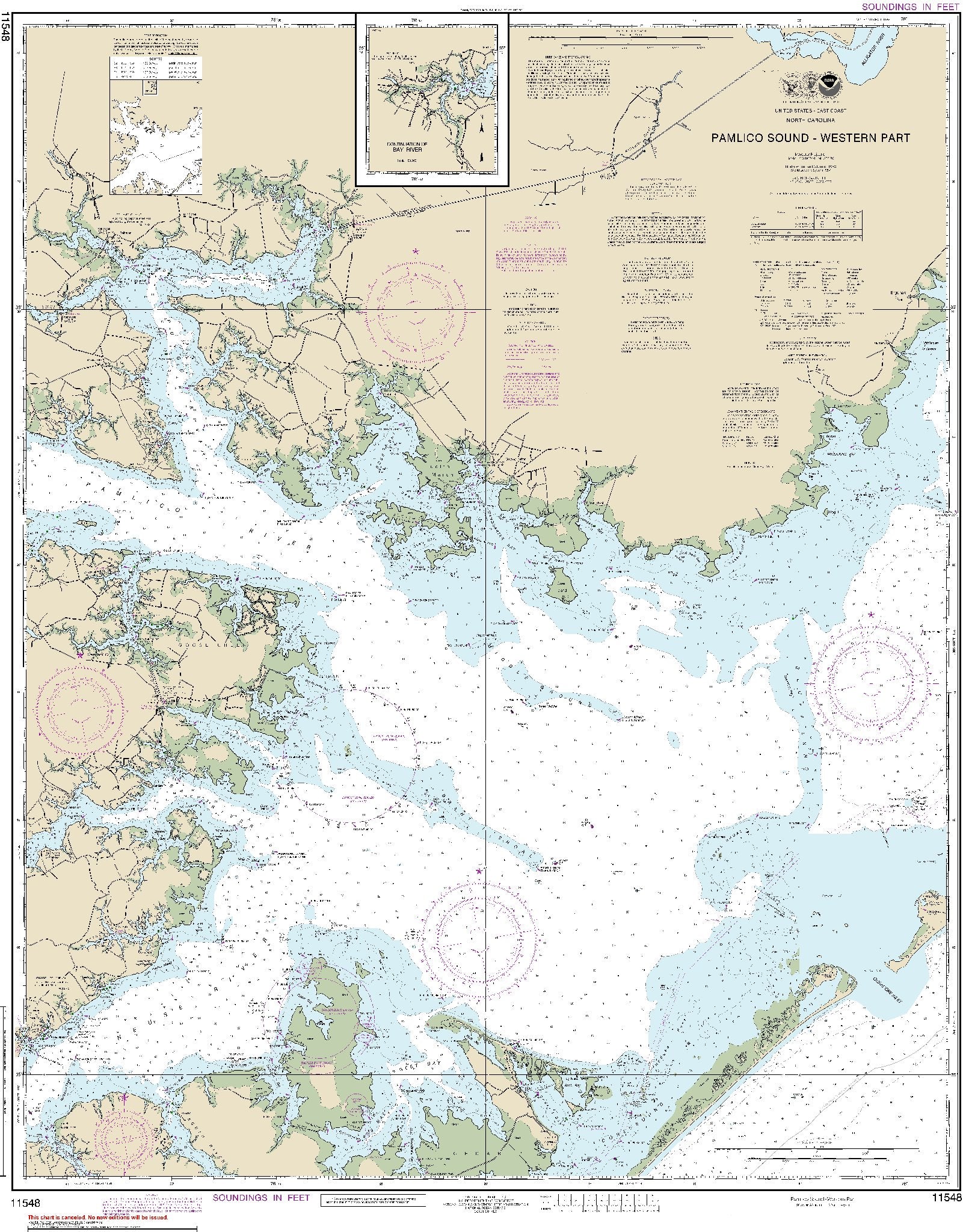 Pamlico Sound - Western Part with Continuation of Bay River (11548) by NOAA