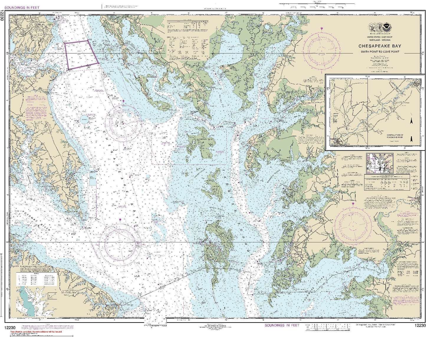 Chesapeake Bay, Smith Point to Cove Point  with Continuation of Pocomoke River (12230) by NOAA