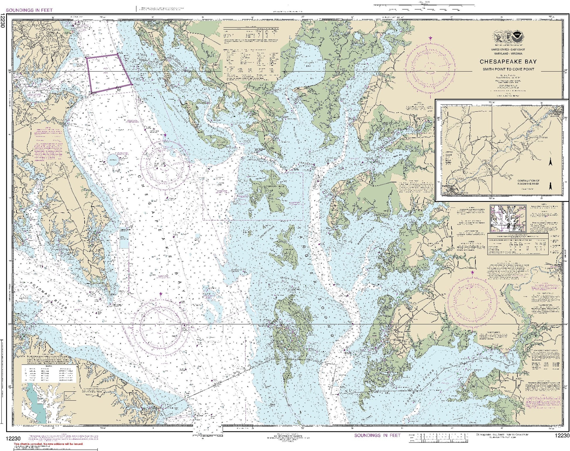 Chesapeake Bay, Smith Point to Cove Point  with Continuation of Pocomoke River (12230) by NOAA