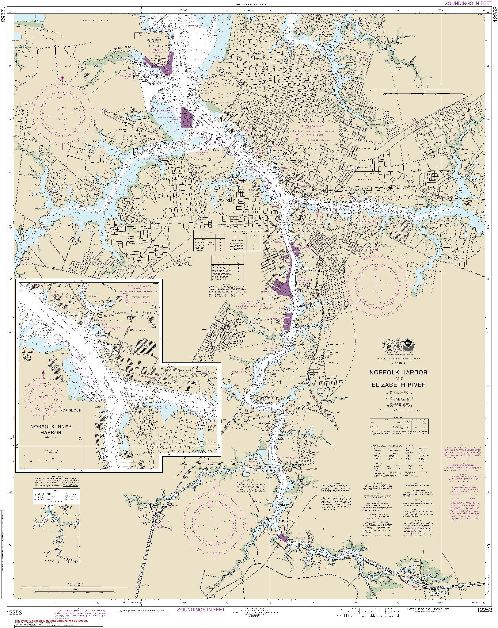 Norfolk Harbor and Elizabeth River (12253) by NOAA