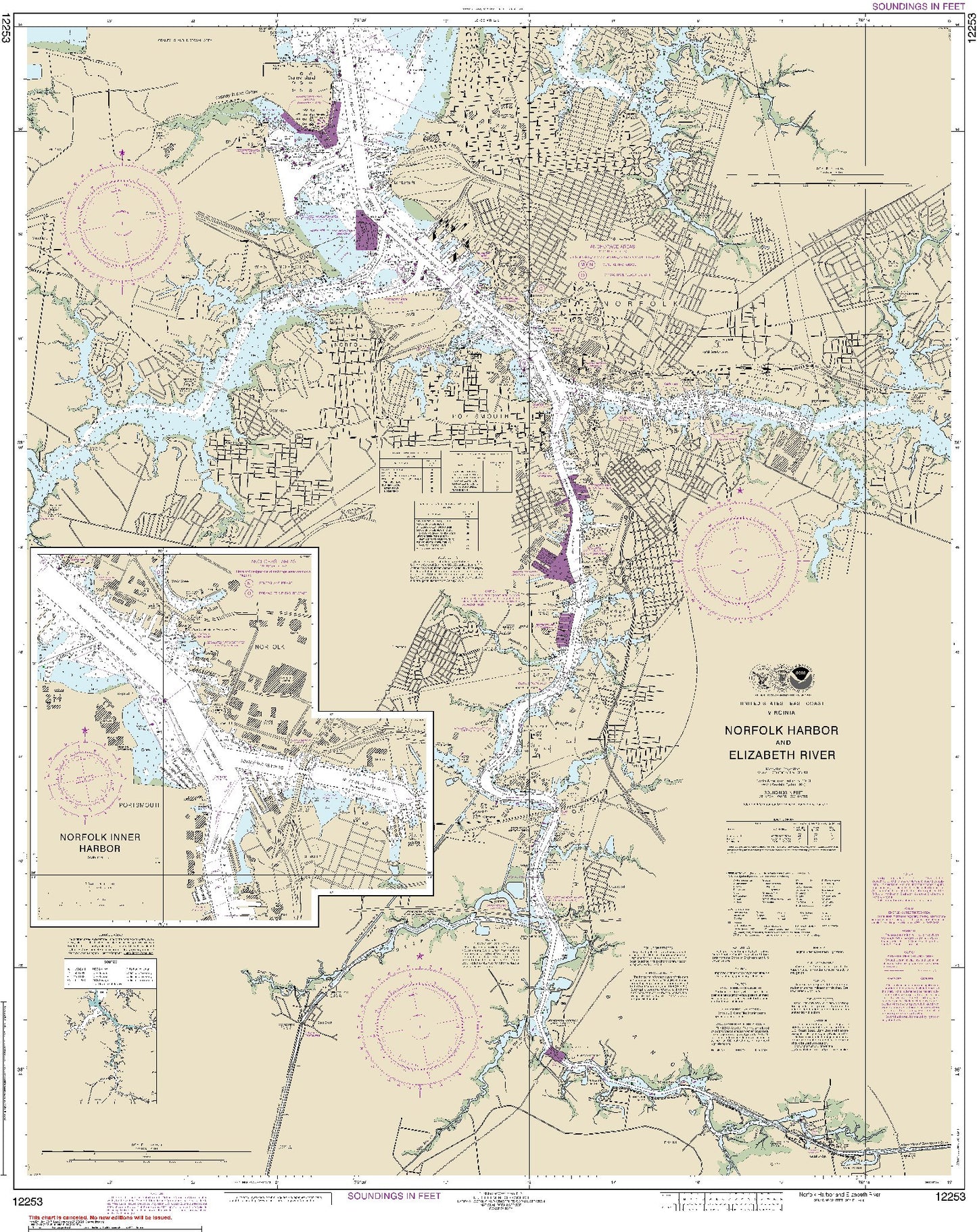 Norfolk Harbor and Elizabeth River (12253) by NOAA