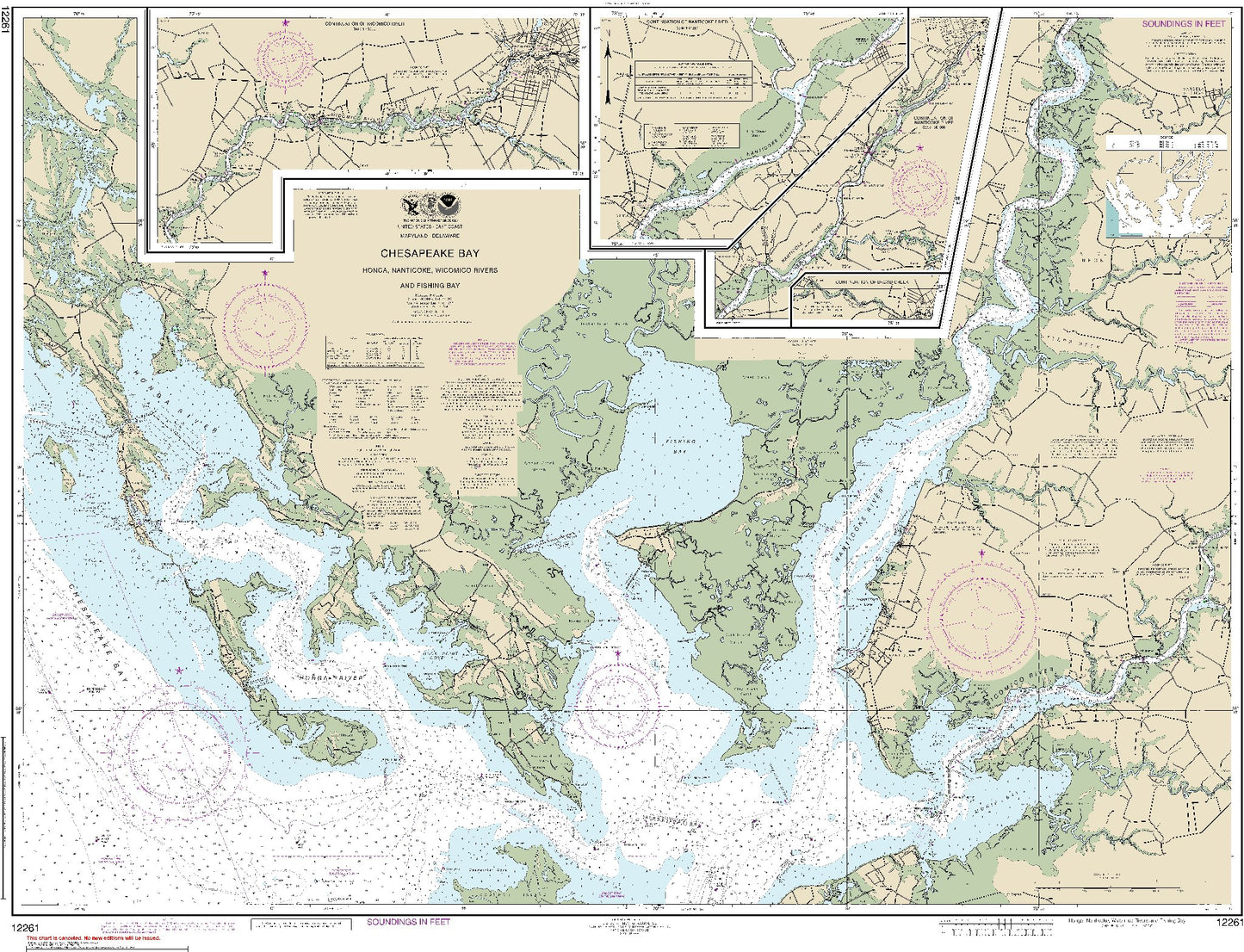 Chesapeake Bay - Honga, Nanticoke, Wicomico Rivers and Fishing Bay with Continuations (12261) by NOAA