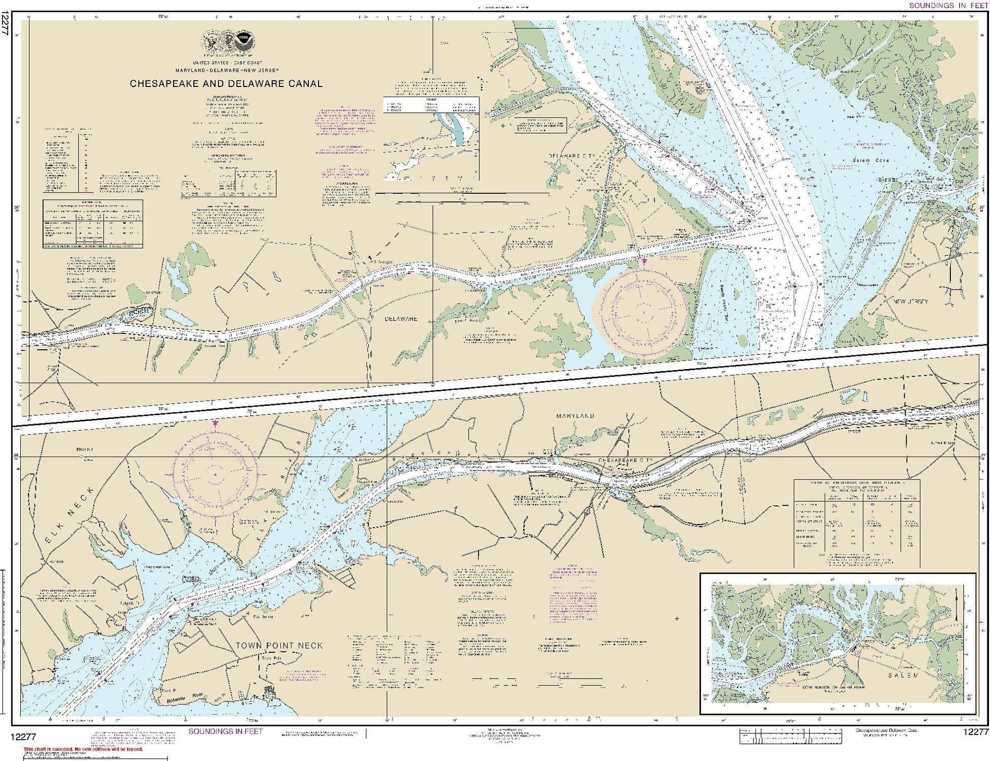 Chesapeake and Delaware Canal with Continuation of Salem River (12277) by NOAA