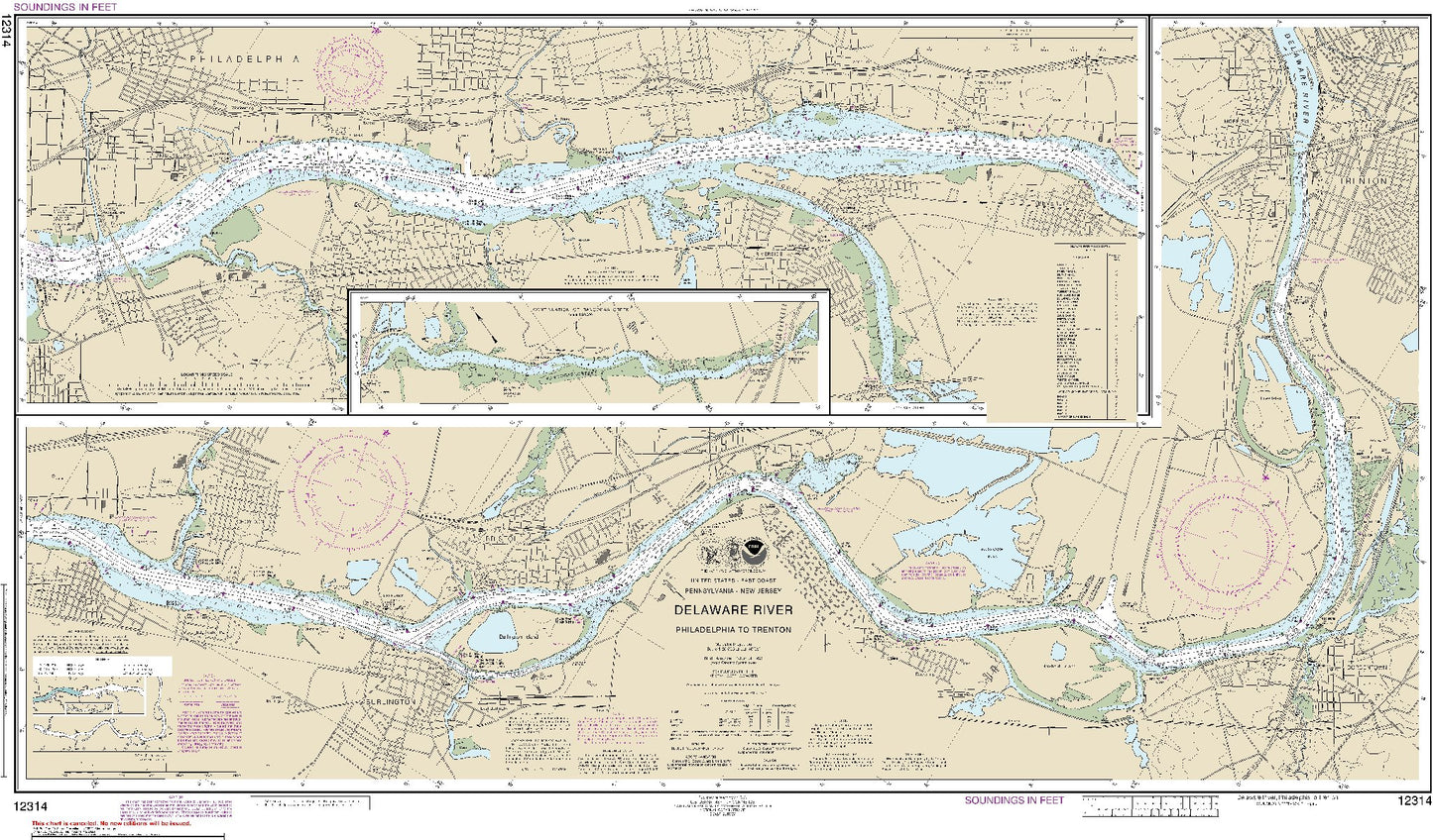Delaware River - Philadelphia to Trenton with Continuation of Rancocas Creek (12314) by NOAA