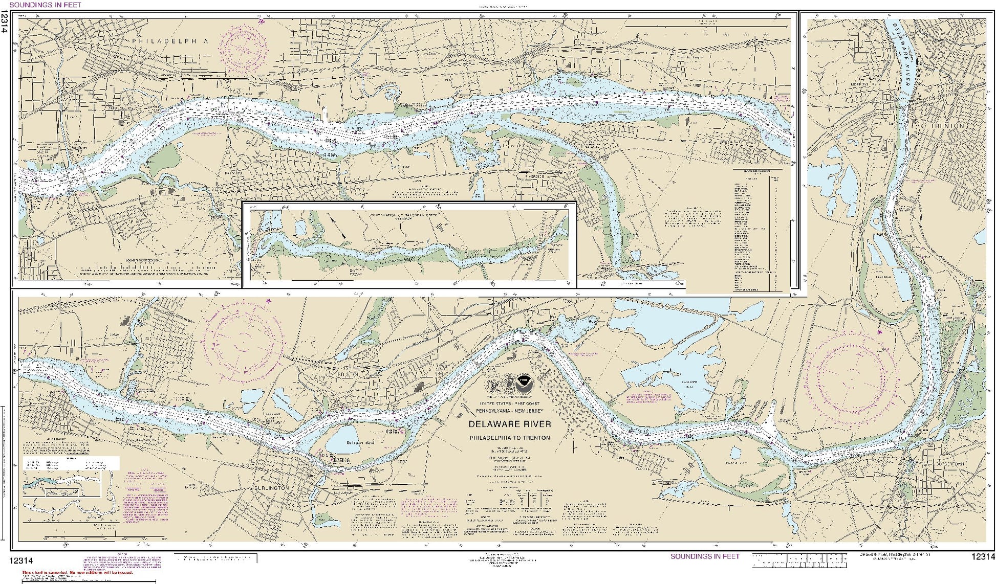 Delaware River - Philadelphia to Trenton with Continuation of Rancocas Creek (12314) by NOAA