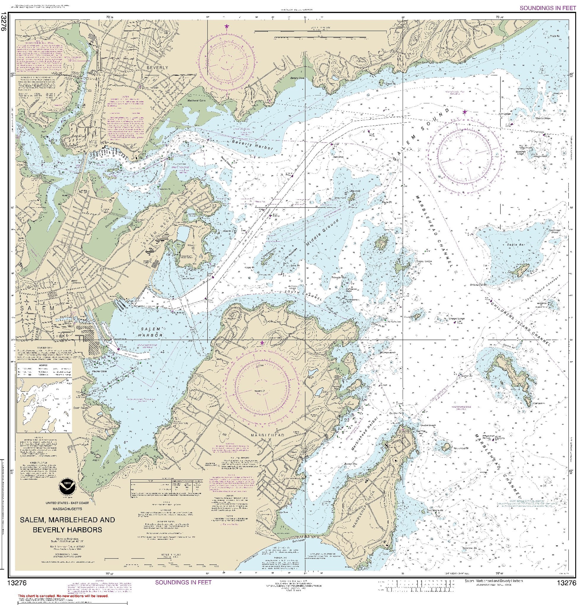 Salem, Marblehead, and Beverly Harbors (13276) by NOAA