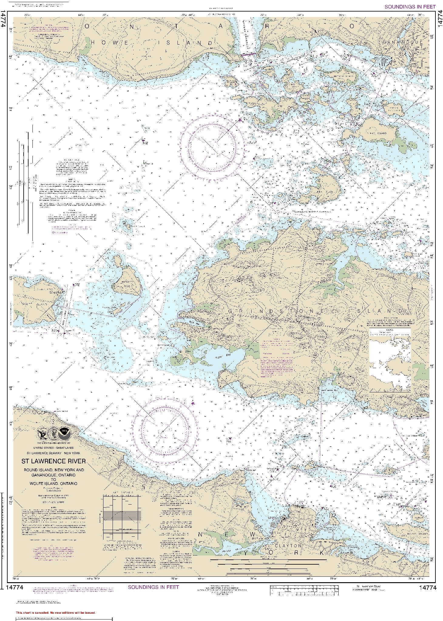 St. Lawrence River - Round Island, New York and Gananoque, Ontario to Wolfe Island, Ontario (14774) by NOAA