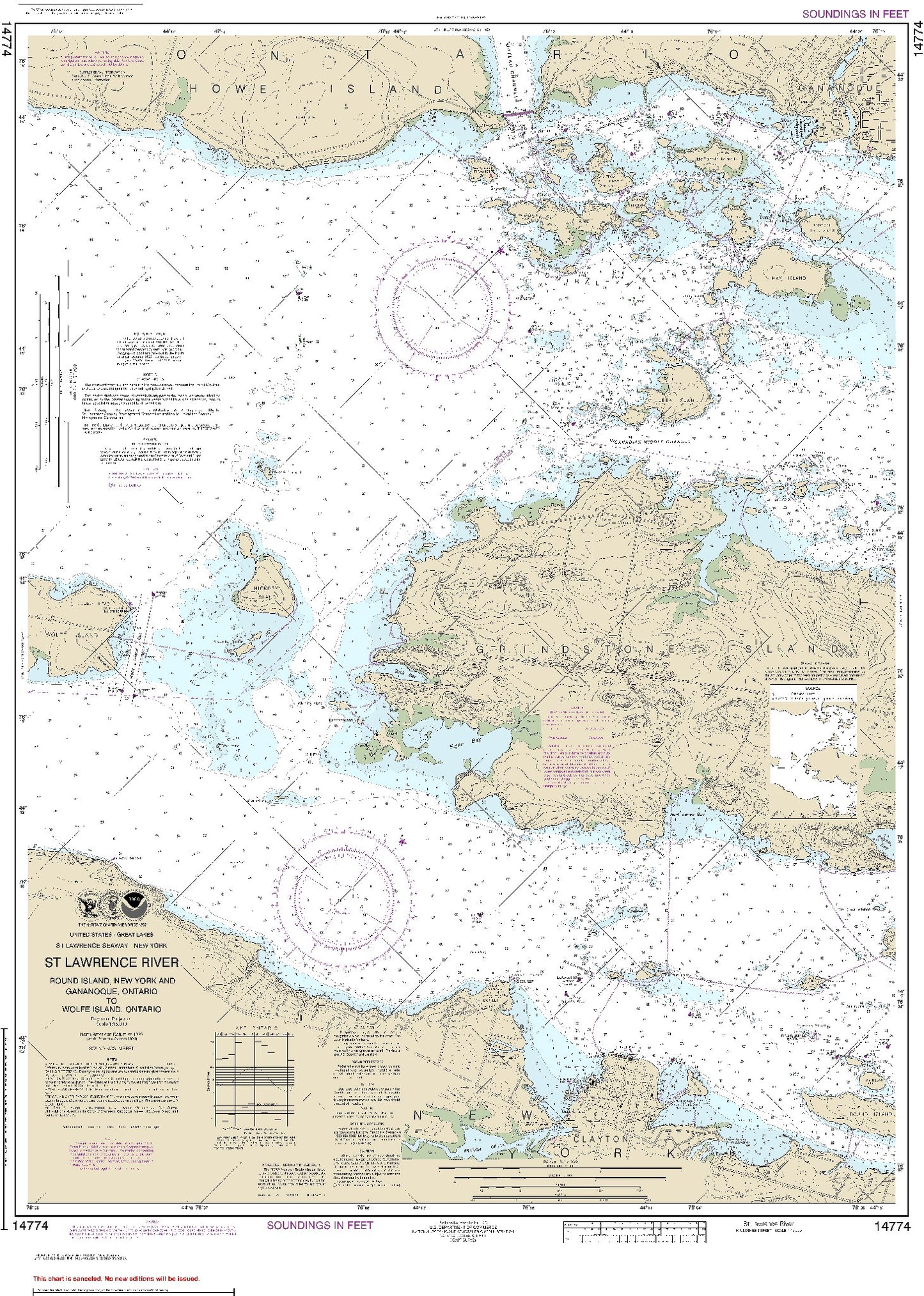 St. Lawrence River - Round Island, New York and Gananoque, Ontario to Wolfe Island, Ontario (14774) by NOAA